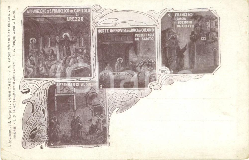 Cartolina originale da collezione 1900 ca ASSISI PG Storie di SAN FRANCESCO nella Basilica Superiore Cartolina 1