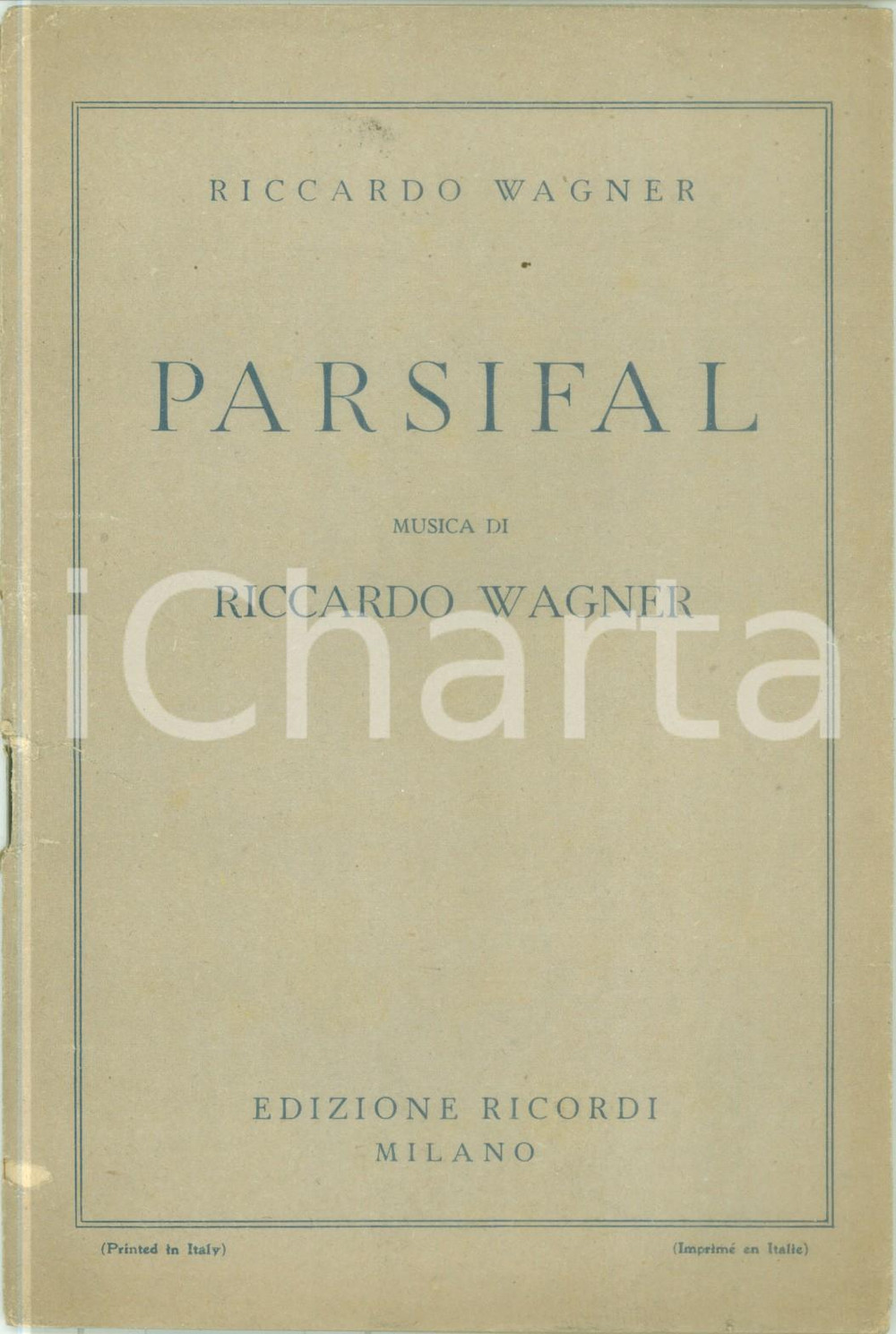 Libro, pubblicazione d epoca 1930 ca Riccardo WAGNER Parsifal traduzione Giovanni POZZA Edizioni RICORDI 1