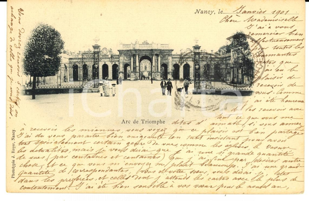 Cartolina originale da collezione 1901 NANCY (F) Arc de Triomphe *Vintage postcard FP VG 1