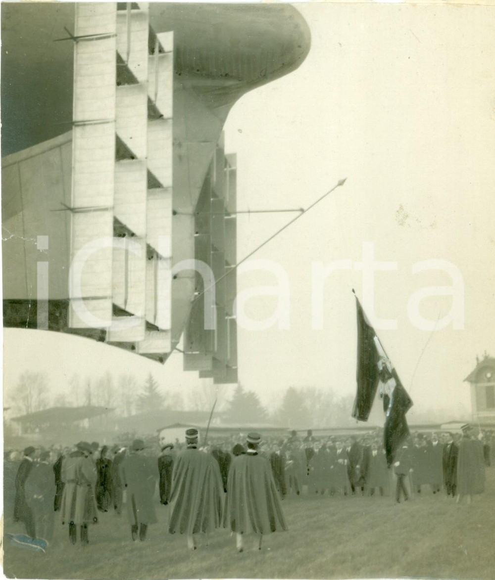 Fotografia d epoca originale 1913 MILANO BAGGIO Dirigibile Città di Milano pronto volo prova Difetti leggere 1