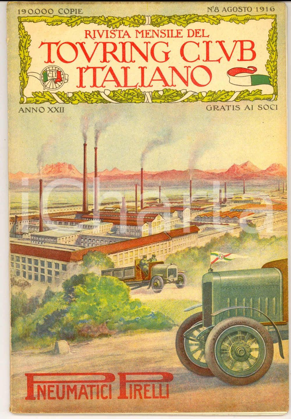 Giornale, rivista storica 1916 TOURING CLUB ITALIANO Il crocifisso di CASTRO *Anno XXII nÂ°8 PIRELLI 1