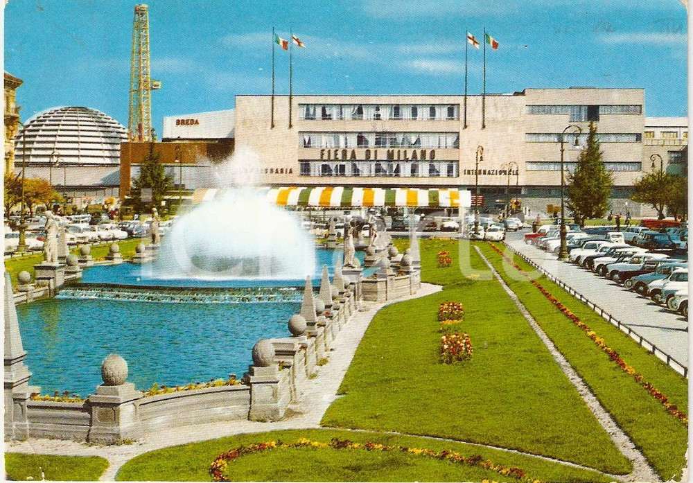 Cartolina originale da collezione 1963 FIERA DI MILANO Ingresso d onore Insegna BREDA Cartolina VINTAGE FG VG 1