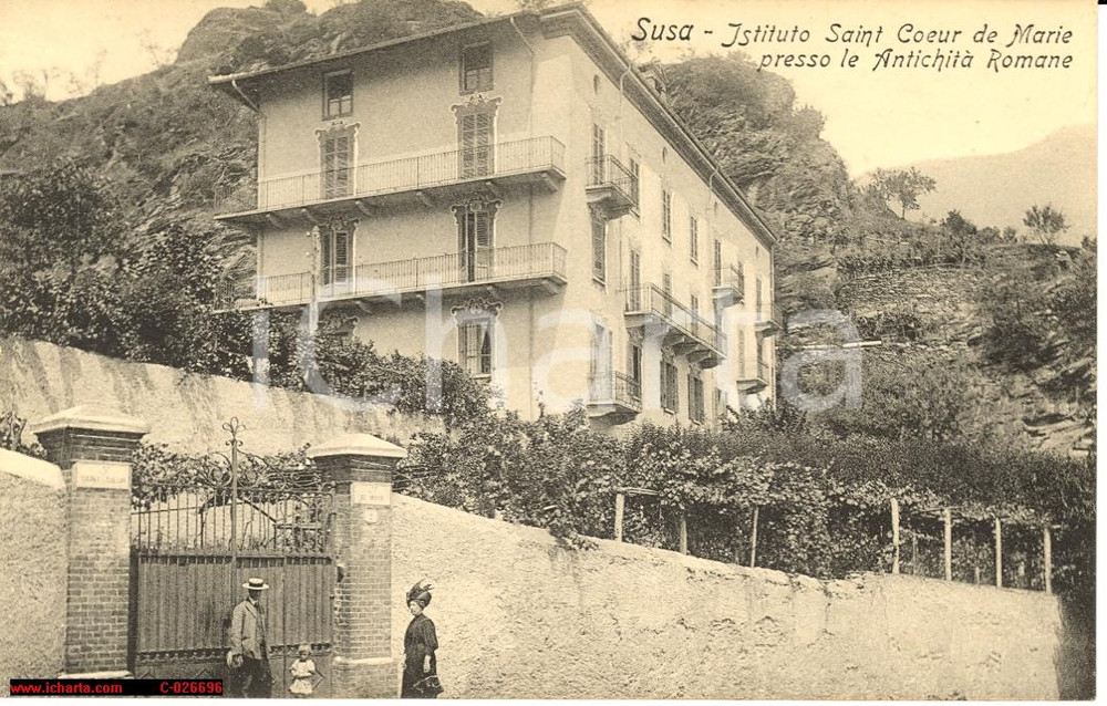 Cartolina originale da collezione Susa anni  20  Ist. Saint Coeur de Marie Animata 1