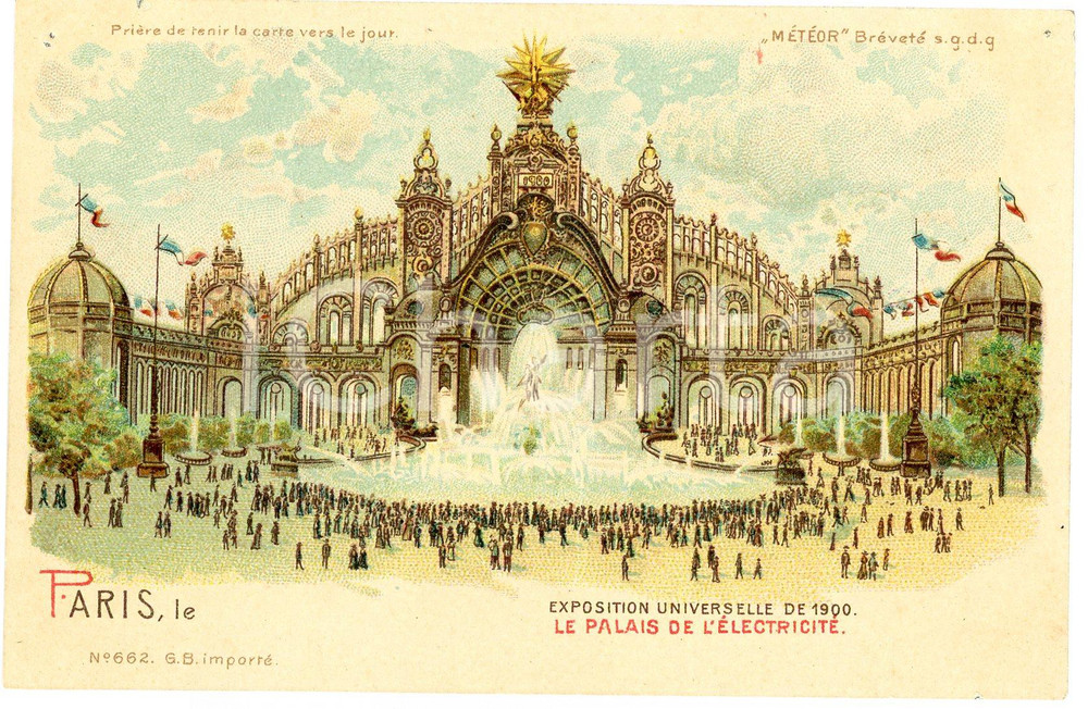 1900 EXPOSITION DE PARIS Palais de l'électricite - Carte postale lumineuse FP NV  Cartolina postale d'epoca, non viaggiata.EDITORE: M&eacute;t&eacute;orCONDIZIONI: FAIRFORMATO: FP    originale e autentica 1