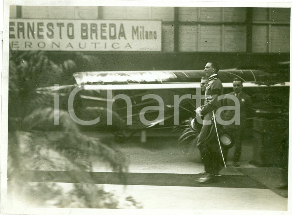 Fotografia d epoca originale 1938 MILANO Visita UMBERTO II al Capannone Aeronautico Fiera Campionaria 1