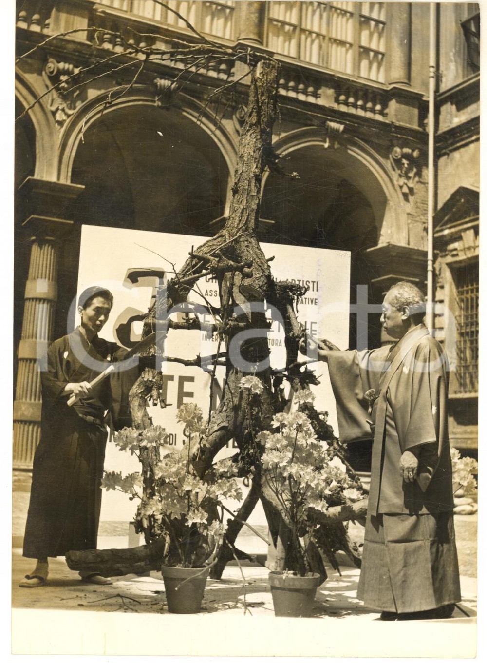 1959 TORINO Sofu TESHIGAHARA allestisce mostra "Arte Nuova" *Foto 13x18 cm