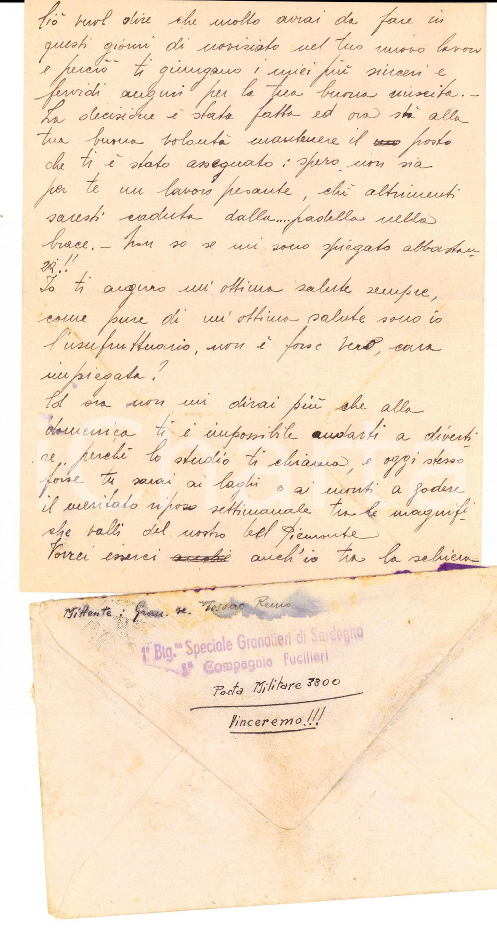 Manoscritto, lettera originale 1942 WW2 PM 3300 Le donnine civettano con gli imboscati Granatiere Remo TOSONE 1