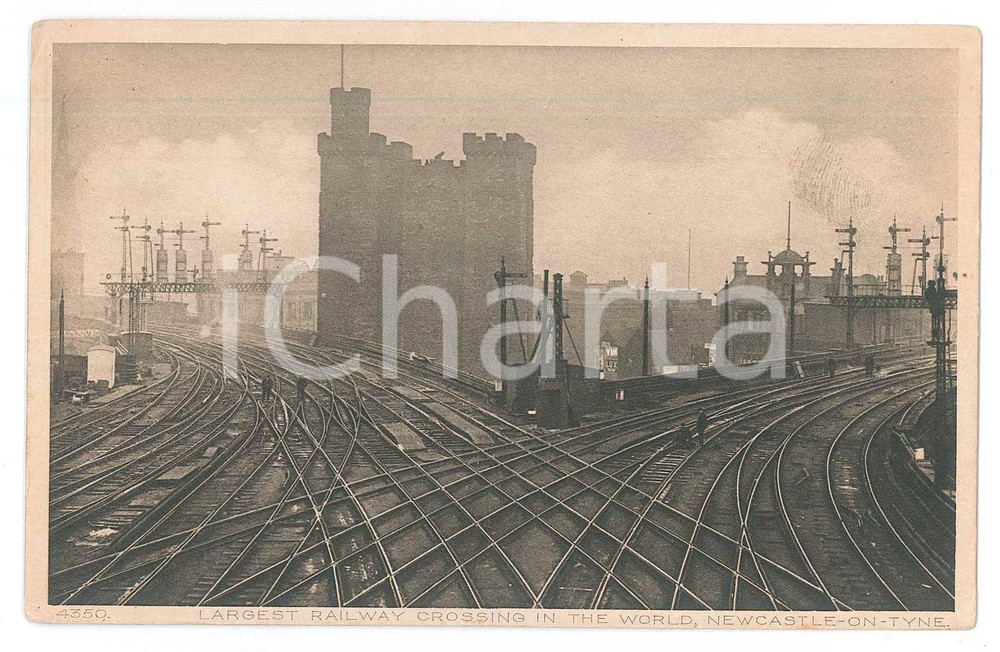 Cartolina originale da collezione 1920 ca NEWCASTLEUPONTYNE Largest railway crossing in the world Postcard 1