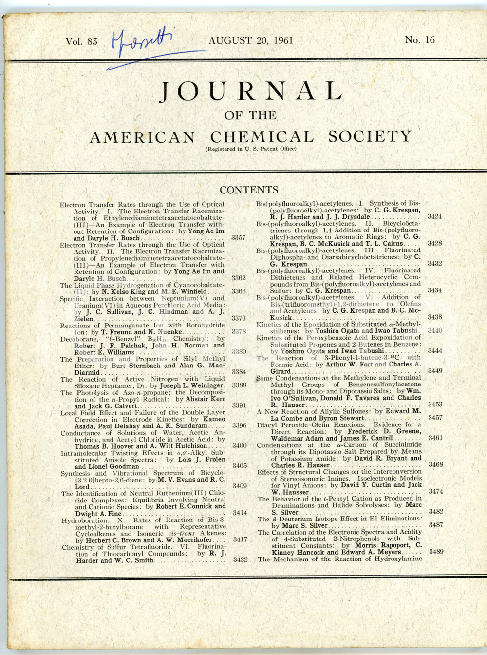 Libro, pubblicazione d epoca 1961 AMERICAN CHEMICAL SOCIETY The identification of neutral ruthenium  NÂ° 16 1