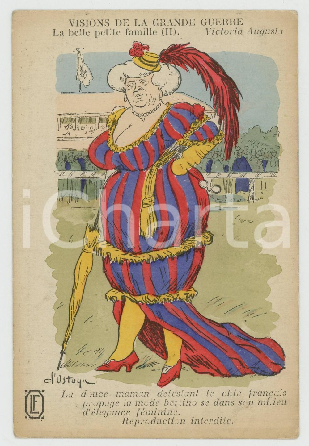 1915 ca WW1 VISIONS DE LA GRANDE GUERRE - Victoria Augusta *D'OSTOYA postcard Cartolina postale d'epoca, non viaggiata.Illustrata da Georges d'Ostoya. GOOD/buono  Formato: 9x14 cm originale e autentica 1