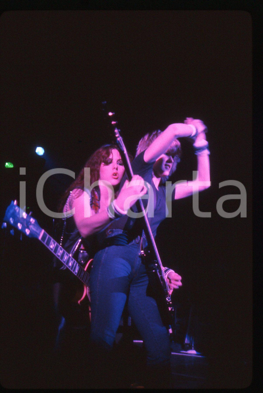 35mm vintage slide* 1985ca MUSICA Dee O'MALLEY Jody TURNER delle ROCK GODDESS 1