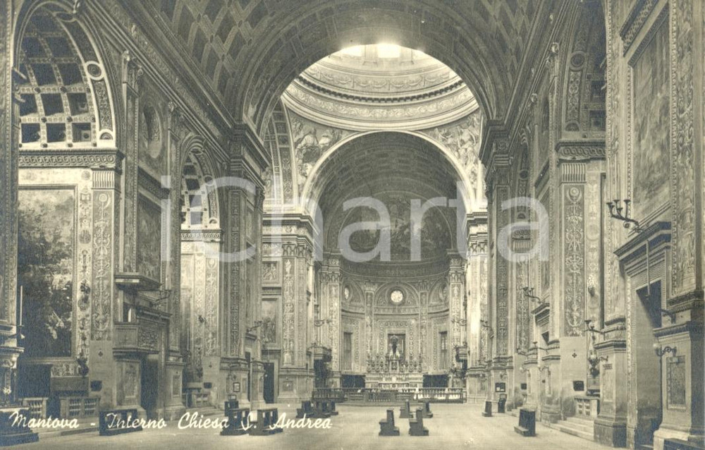 Cartolina originale da collezione 1942 MANTOVA Interno della Chiesa SANT ANDREA Cartolina postale FP NV 1