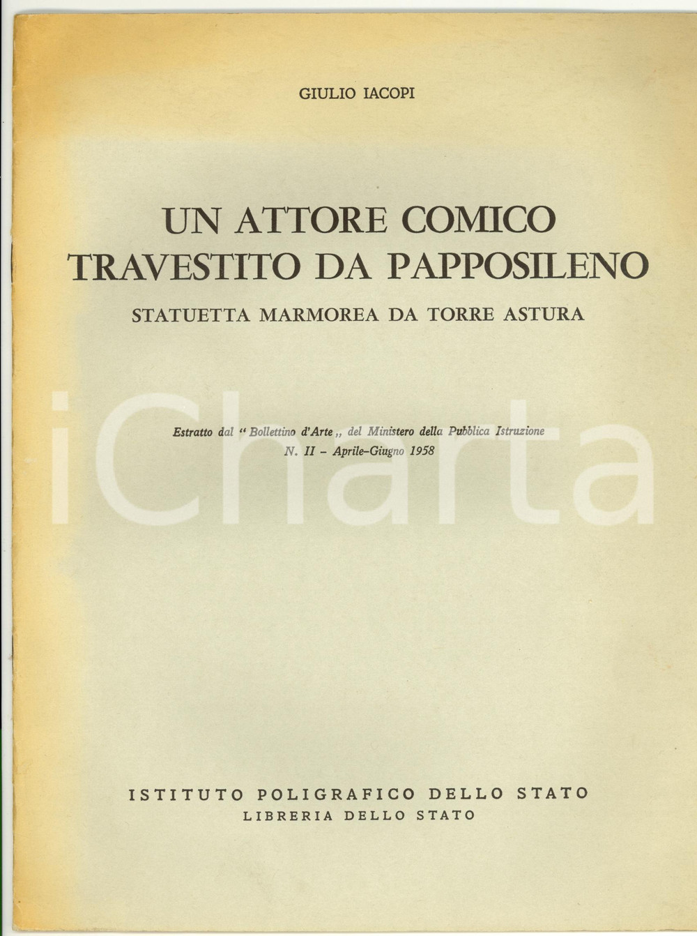Oggetto da collezione cartaceo 1958 Giulio IACOPI Un attore travestito da Papposileno 1