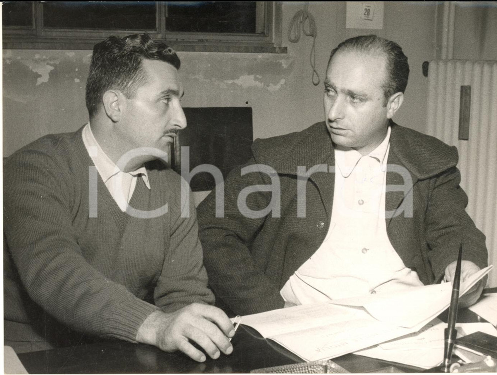 1955 AUTOMOBILISMO MILANO Juan Manuel FANGIO e Oscar CABALEN *Foto 18x13 cm