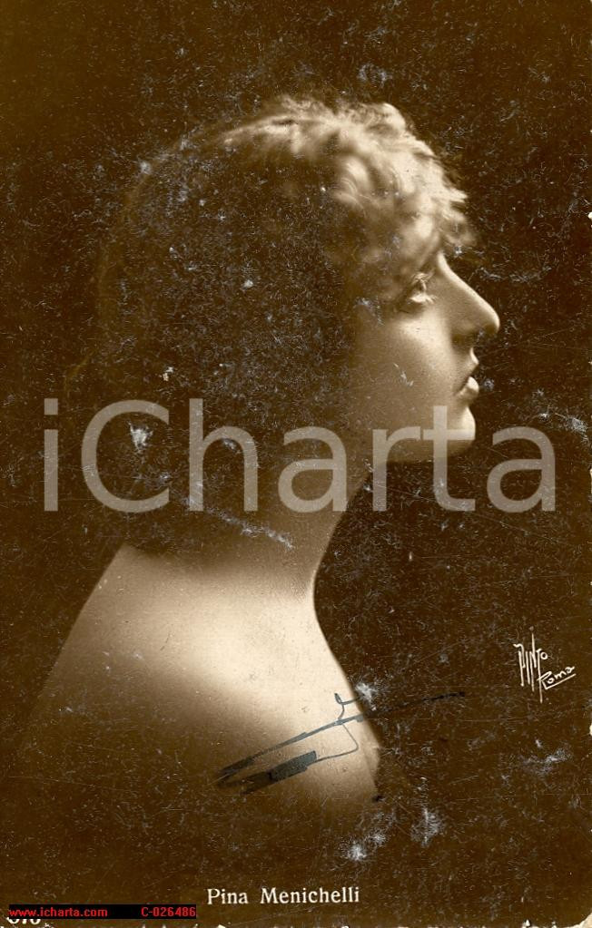 Cartolina originale da collezione 1910 ca Attrice PINA MENICHELLI in foto di profilo Cartolina FP VG DANNEGGIATA 1