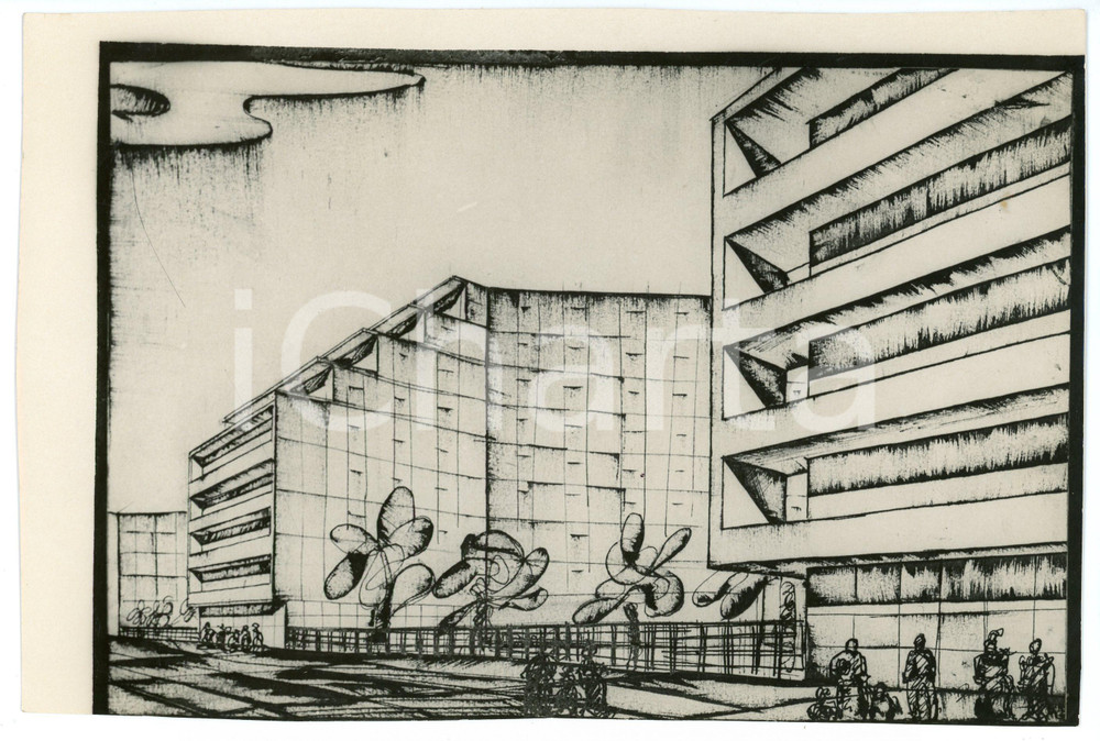 Fotografia d epoca originale 1938 MILANO Rendering fotografico progetto EDIFICIO TRE FIAMME Fotografia 1