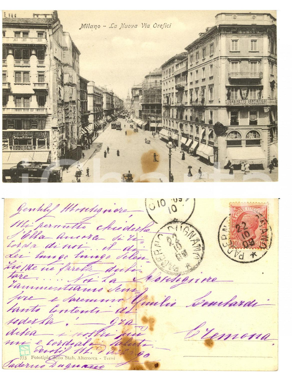 Autografo originale 1909 MILANO  Autografo Maria DOZZIO DE CAPITANI D ARZAGO di PADERNO DUGNANO 1