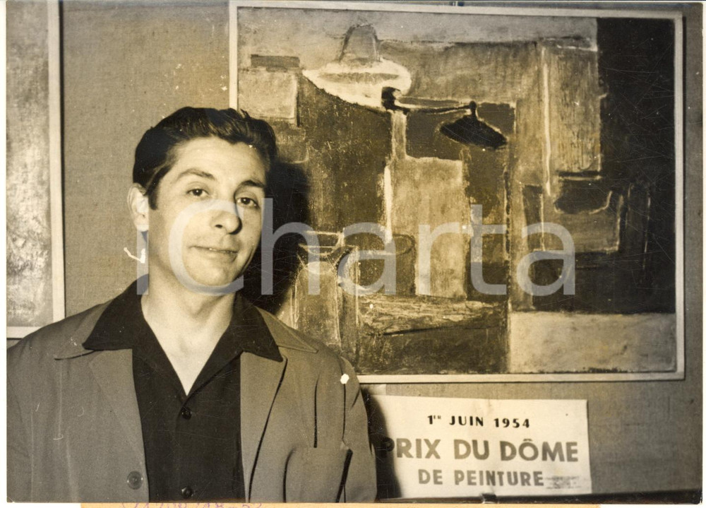 1954 PARIS Marcel FIORINI vince il "Prix du Dome" di pittura *Foto 18x13 cm