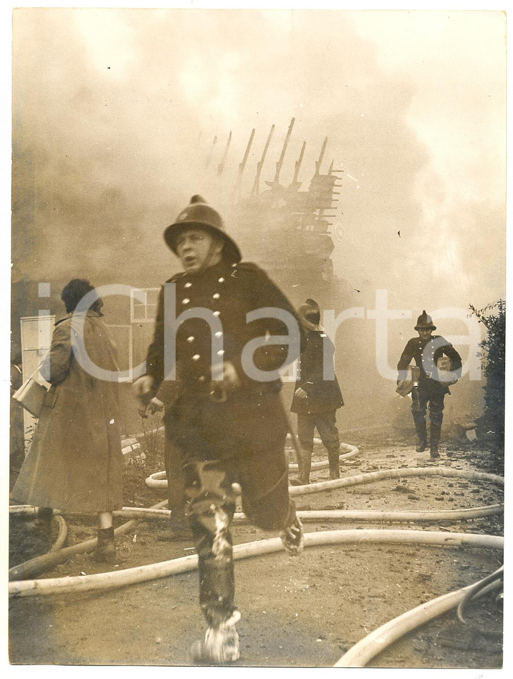 1958 KESGRAVE Fireman after the crashed of the North American F-100 Super Sabre