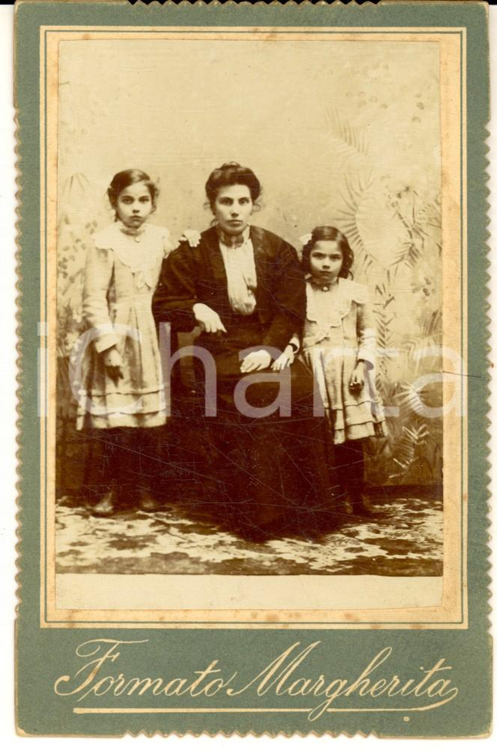 1890 ca BRESCIA Ritratto di donna con le due figlie *Foto Giona OGLIARI 8x12 cm