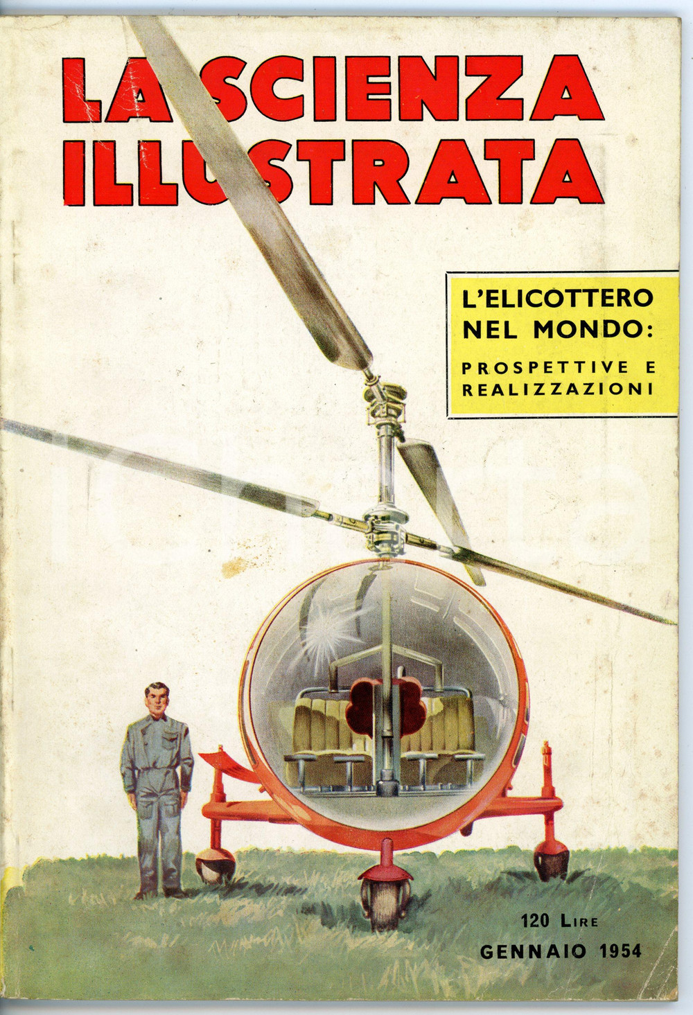 Giornale, rivista storica Gennaio 1954 LA SCIENZA ILLUSTRATA L elicottero nel mondo Rivista VINTAGE 1