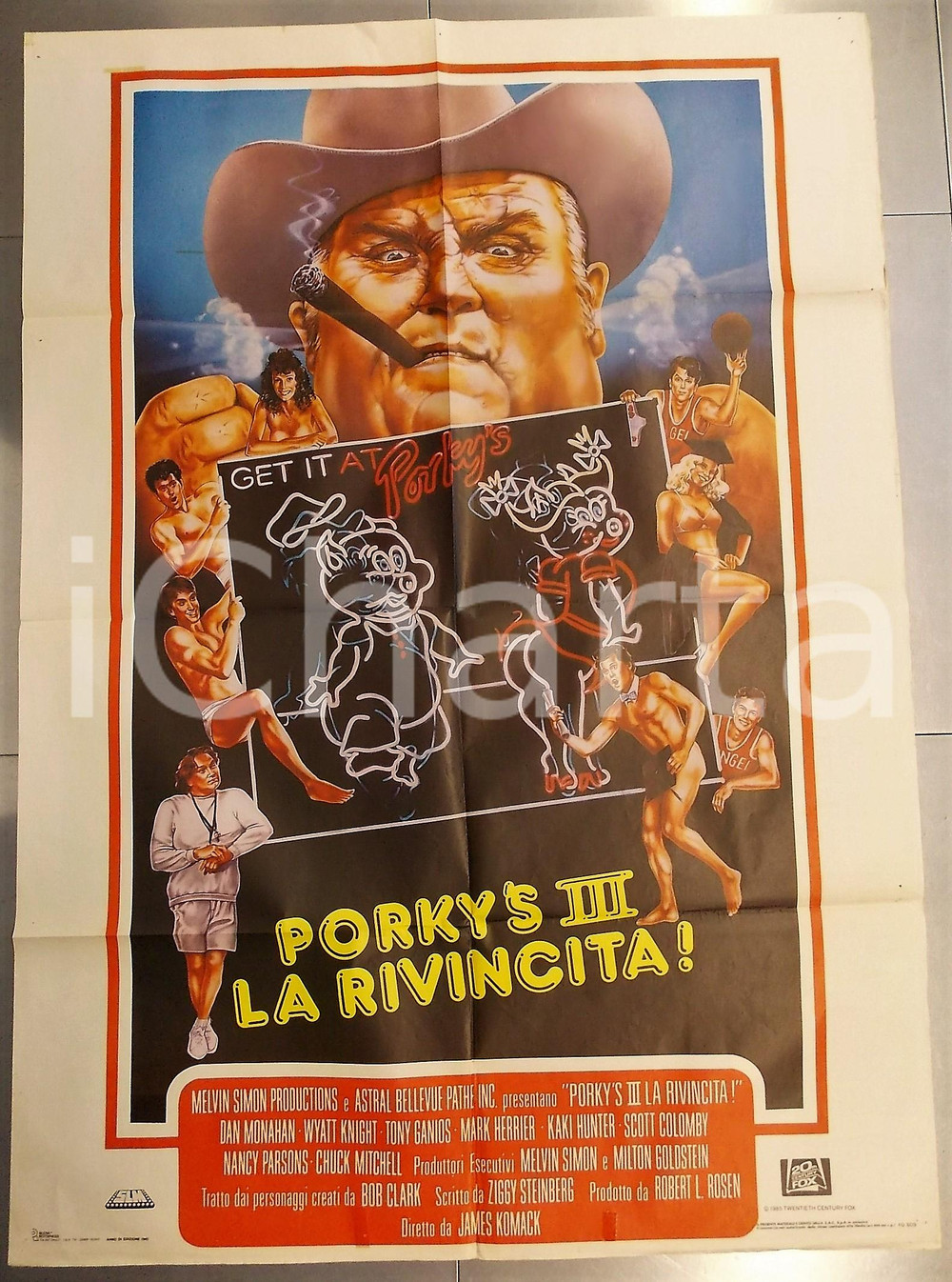 Materiale cinematografico d’epoca 1985 PORKY S III LA RIVINCITA Dan MONAHAN Wyatt KNIGHT Manifesto 100x140 cm 1
