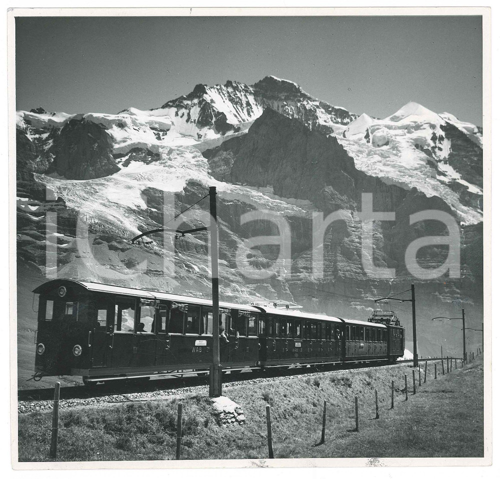 Fotografia d epoca originale 1950 ca SVIZZERA Wengernalpbahn  Ferrovia WAB  Foto 19x18 cm 1