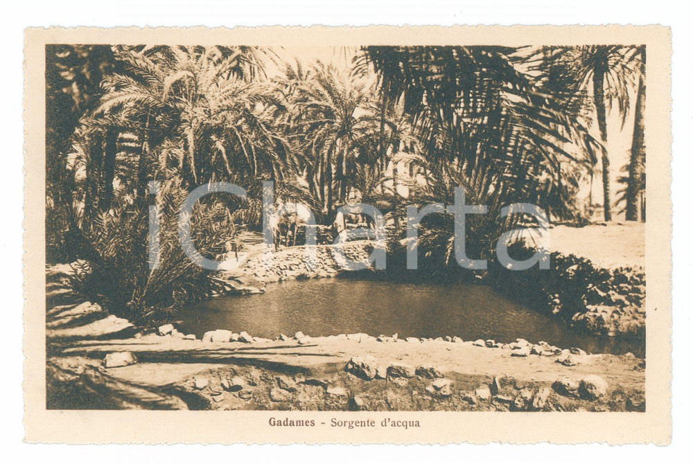 Cartolina originale da collezione 1930 GADAMES (LIBIA) Sorgente d'Acqua Cartolina COLONIE 1