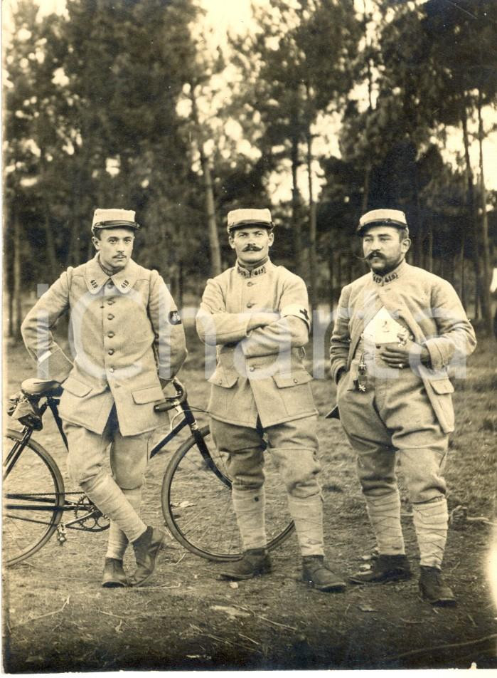 Fotografia d epoca originale 1915 WW1 ECOLE SAINTCYR COETQUIDAN Elèves 419e Régiment 8e compagnie CICLISTES 1