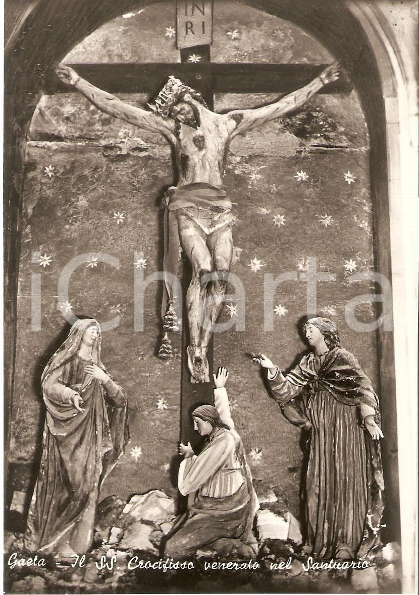 Cartolina originale da collezione 1955 ca GAETA Crocifisso del Santuario della Montagna Spaccata Cartolina FG NV 1