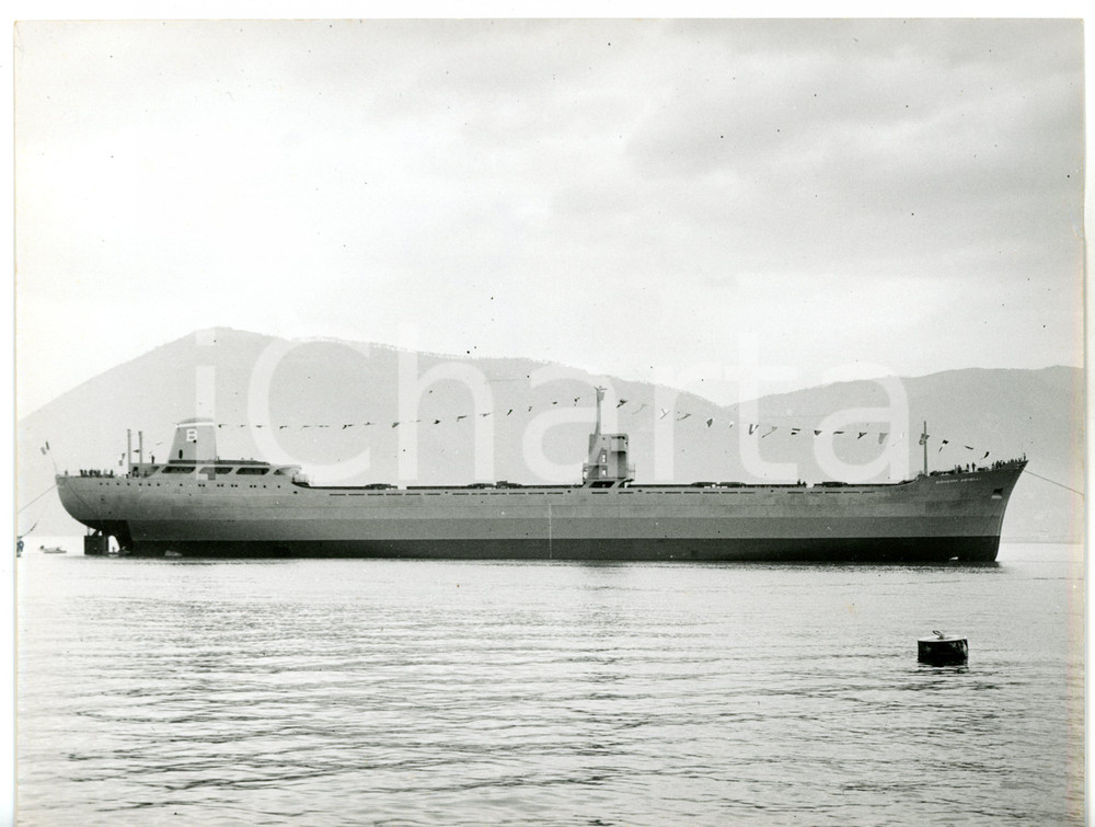 1955 LA SPEZIA Varo motonave GIOVANNI AGNELLI *Fotografia VINTAGE 24x18 cm