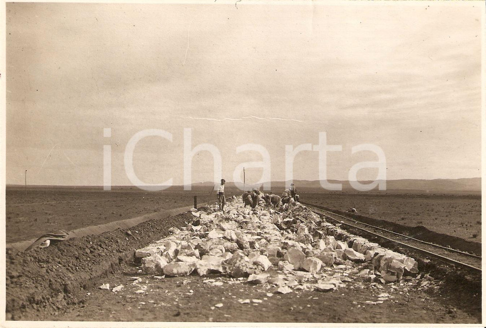 Fotografia d'epoca originale 1932 LIBIA La costruzione della strada per CIRENE *Fotografia 1