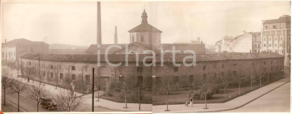 Fotografia d epoca originale 1931 MILANO Rotonda della BESANA per nuovo quartiere Artigianato FOTO DOPPIA 1