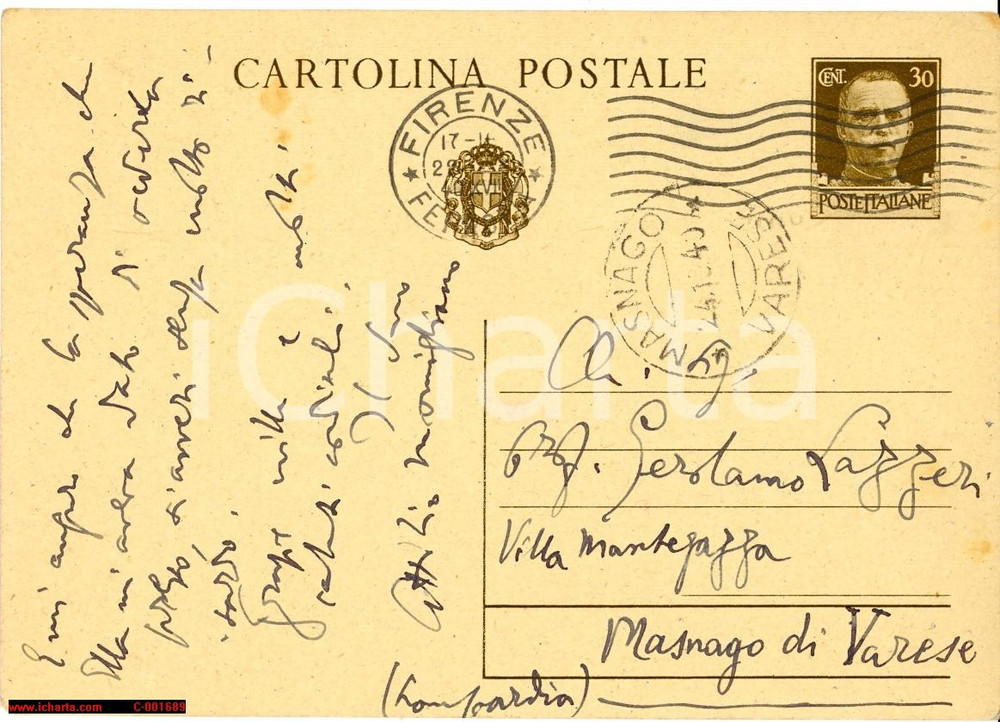 Autografo originale 1940 FIRENZE Cartolina congratulazioni Attilio MOMIGLIANO Autografo 1
