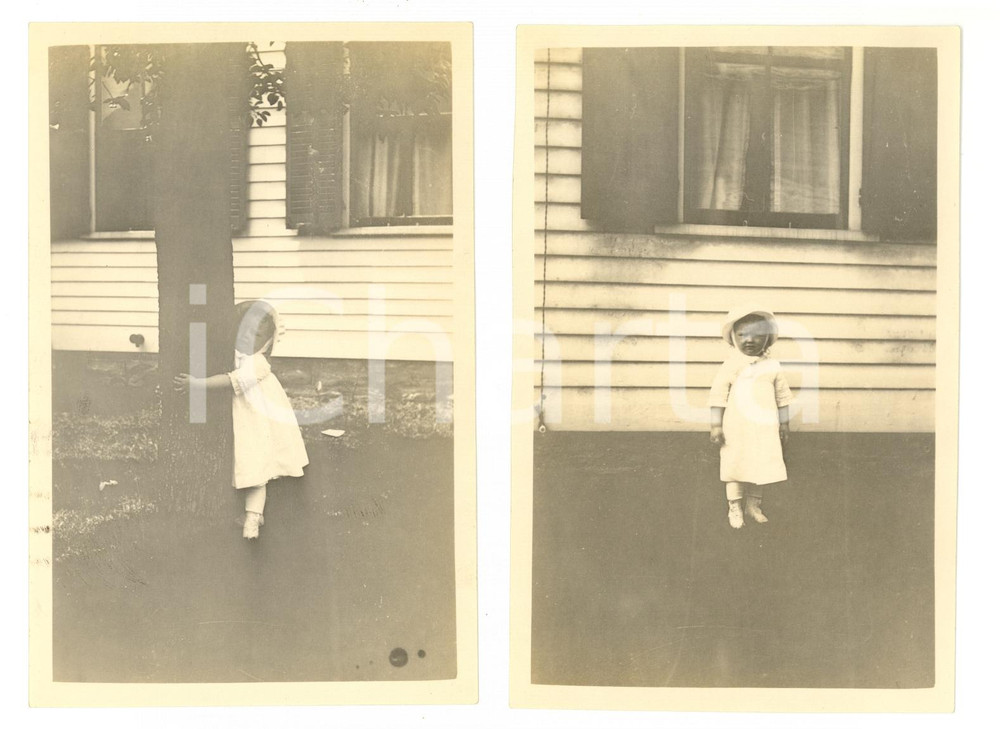 Fotografia d epoca originale 1913 ADAMS Massachusetts Baby Barbara BETTS in the garden Photo 1