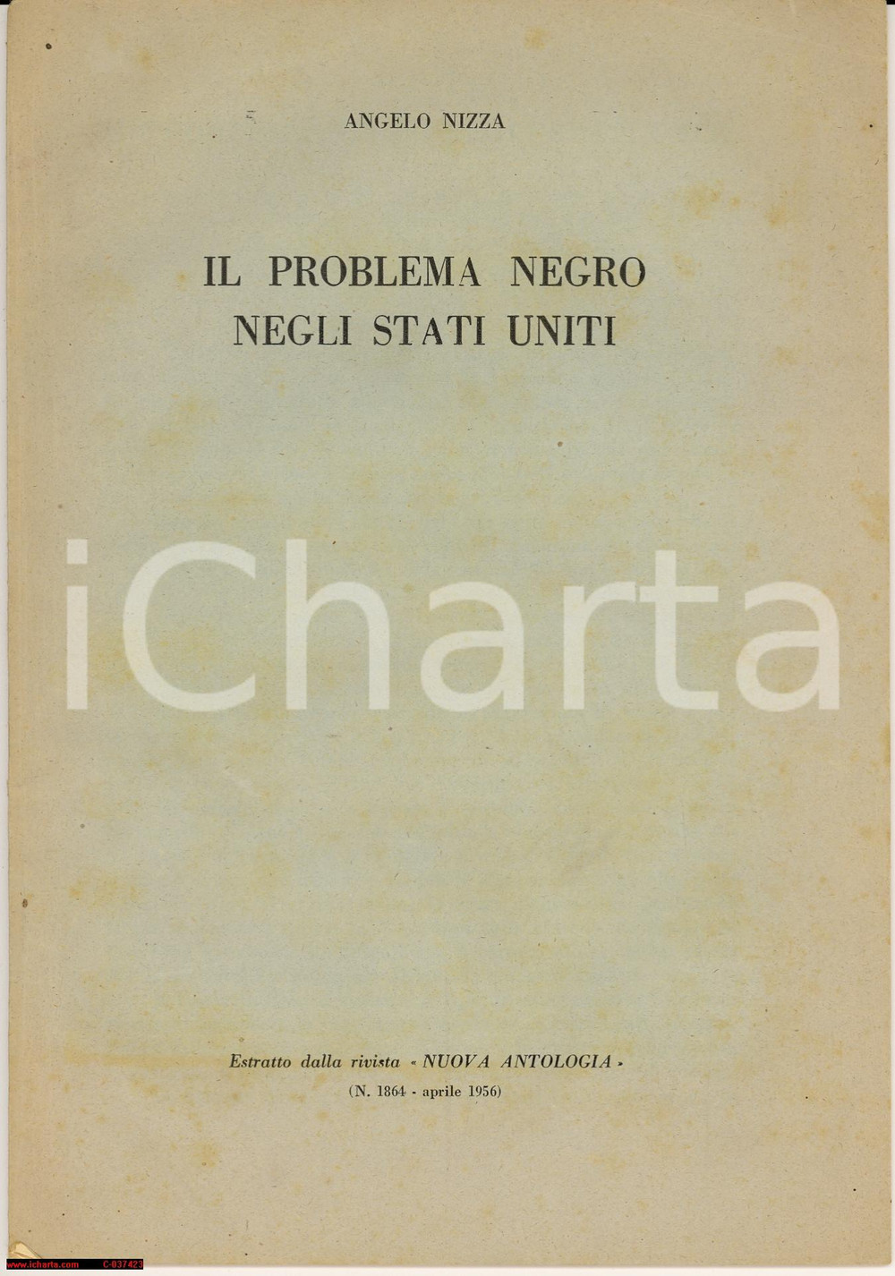 Libro, pubblicazione d'epoca 1956 Angelo NIZZA Il problema negro negli Stati Uniti 1