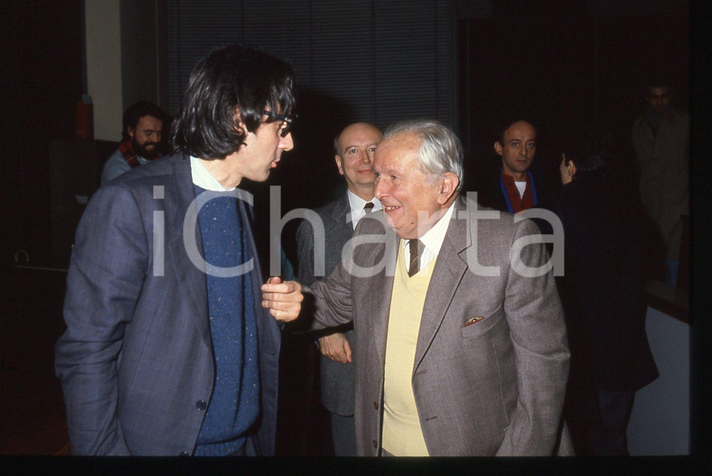35mm vintage slide* 1985 ca MILANO Giulio GIORELLO Ludovico GEYMONAT Ritratto 9