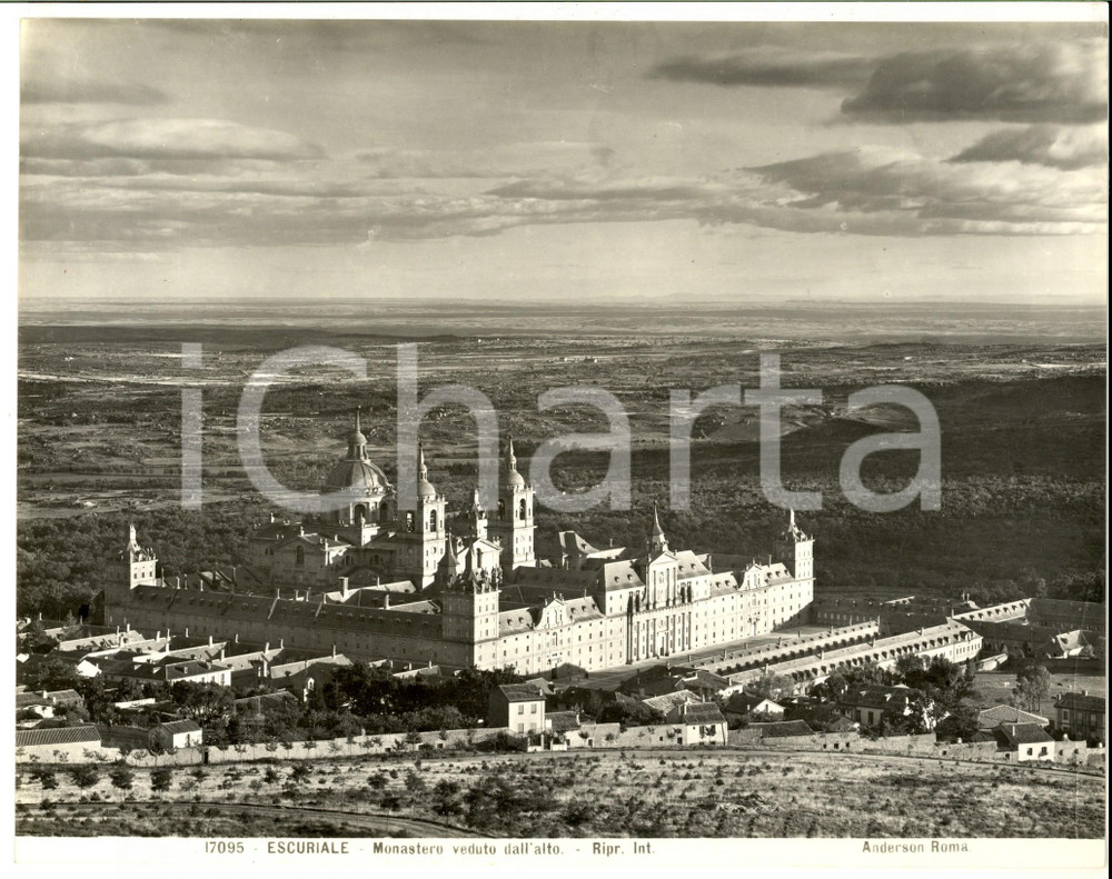 Fotografia d epoca originale 1950 ca MADRID Monastero dell ESCORIAL veduto dall alto Foto ANDERSON 25x19 1