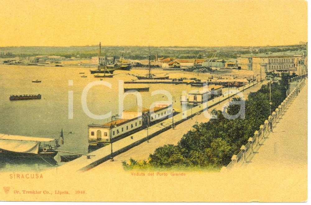 Cartolina originale da collezione 1900 ca SIRACUSA Veduta del PORTO GRANDE Cartolina FP NV 1