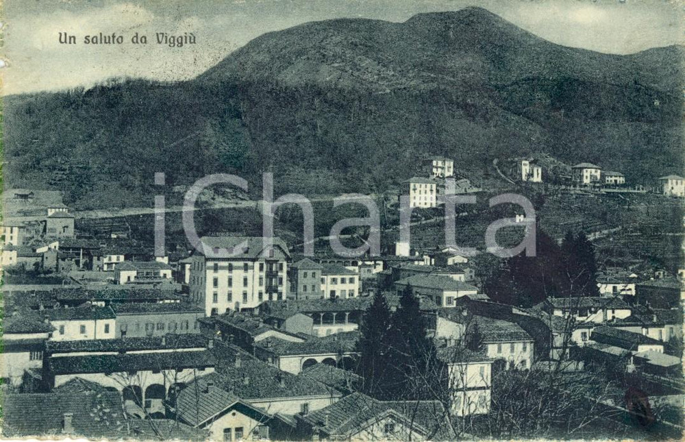 Cartolina originale da collezione 1918 VIGGIU' (VA) Veduta del paese e dei dintorni *Cartolina postale FP VG 1
