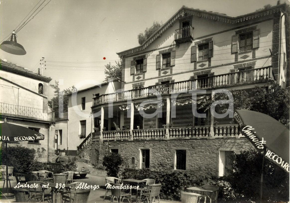 Cartolina originale da collezione 1954 ANDRATE (TO) Albergo ristorante MOMBARONE - Chinotto RECOARO *Cartolina VG 1