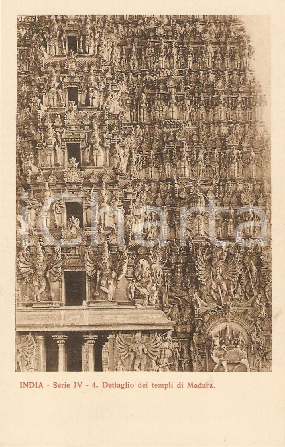 Cartolina originale da collezione 1935 ca MISSIONI ESTERE - MADURAI (INDIA) Dettaglio dei templi *Cartolina FP NV 1