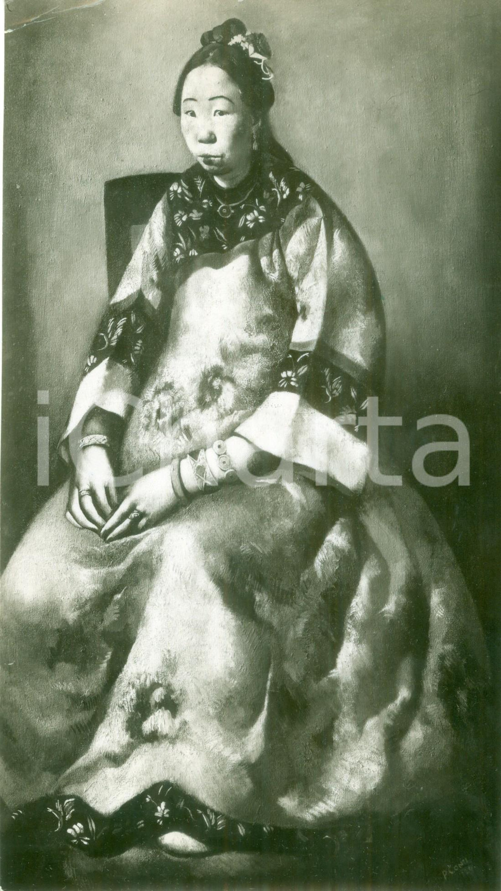 Fotografia d epoca originale 1935 FIRENZE Primo CONTI Ritratto di LiungJuk  alla Galleria PITTI Foto coeva 1