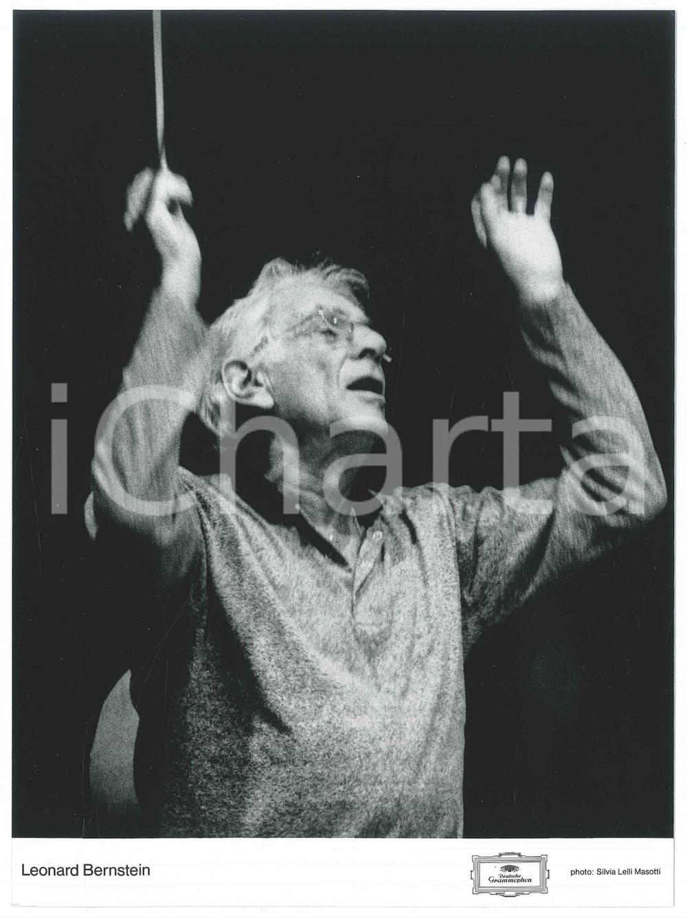 Fotografia d epoca originale 1980 ca MUSICA Leonard BERNSTEIN Ritratto  Foto DEUTSCHE GRAMMOPHON 7 1