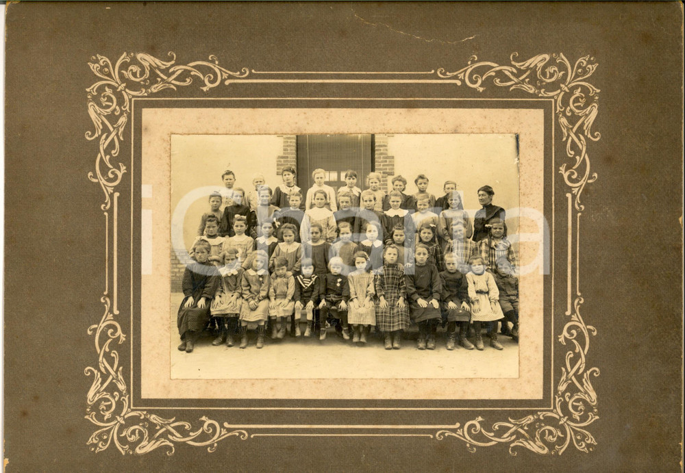 Fotografia d epoca originale 1920 ca AREA FRANCESE Ritratto di una classe elementare femminile Foto 30x20cm 1