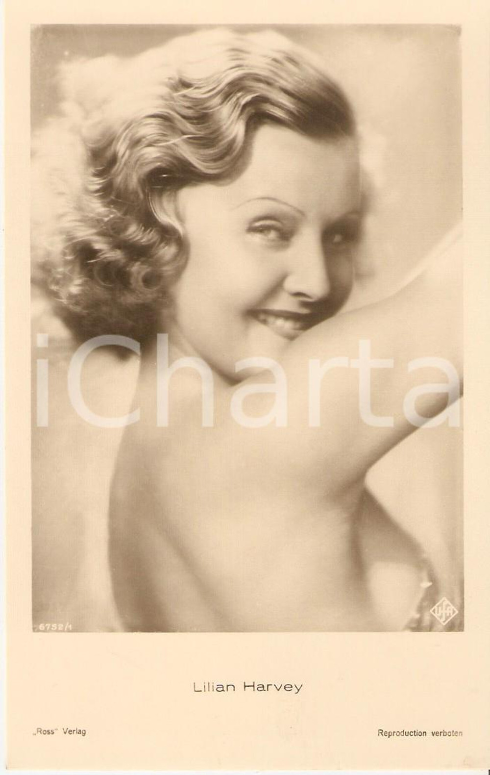 Cartolina originale da collezione 1930 ca CINEMA Attrice Lilian HARVEY Ritratto ammiccante *Cartolina FP NV 1