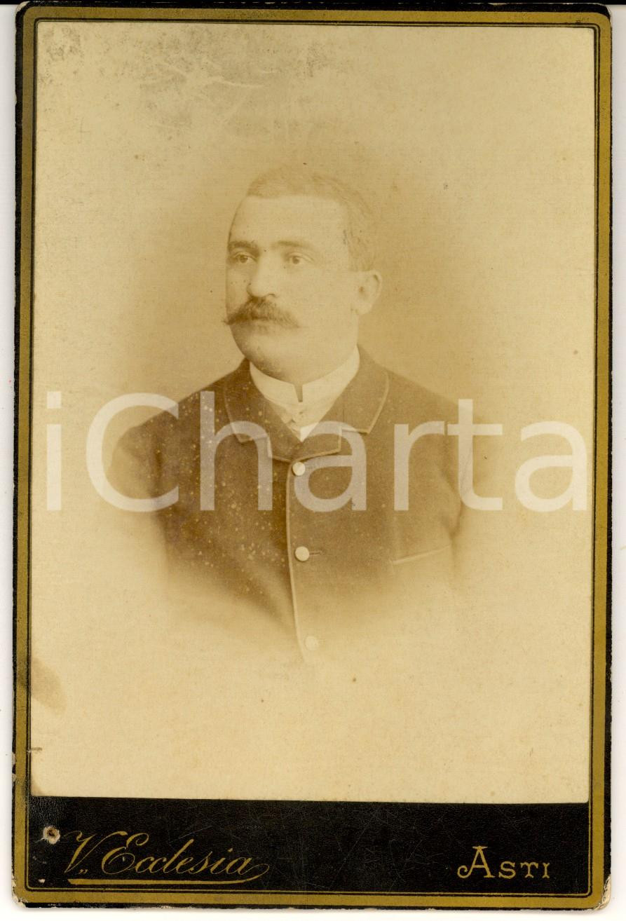 Fotografia d'epoca originale 1890 ca ASTI Ritratto di borghese *Foto VITTORIO ECCLESIA 11x16 cm 1