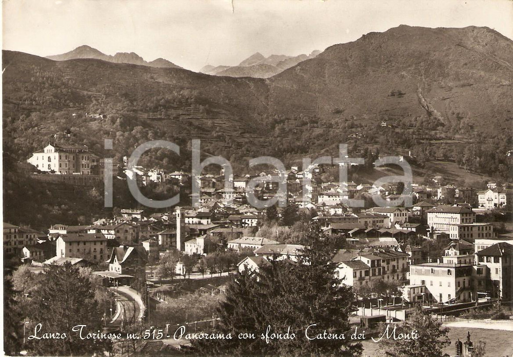 1955 LANZO TORINESE (TO) Panorama con Catena dei Monti *Cartolina FG VG