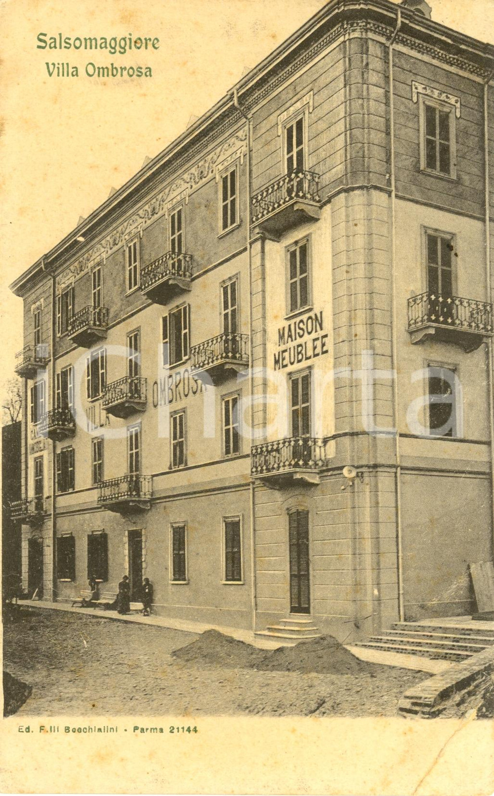 Cartolina originale da collezione 1910 ca SALSOMAGGIORE TERME (PR) Albergo VILLA OMBROSA *Cartolina FP VG 1