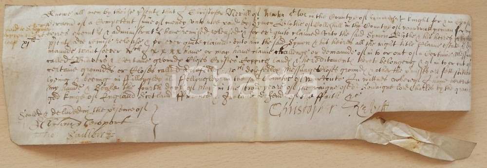 Documento originale, autentico 1626 COLESHILL (UK) Rinnovo enfiteusi pro Simon BLYTHE e i suoi eredi *Pergamena 1